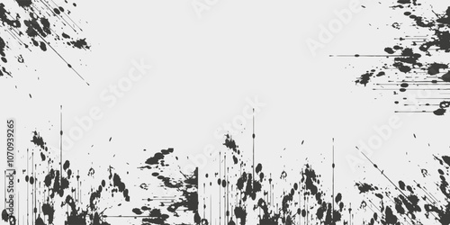 Ink blot design with vintage feel on grey background has a classic design