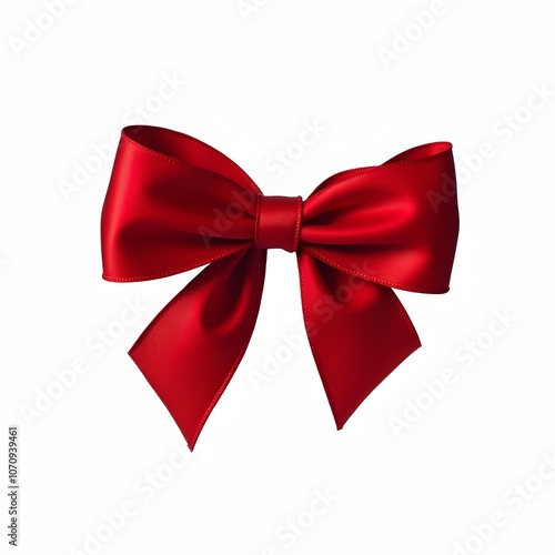 Red Ribbon Bow Isolated on White Background photo