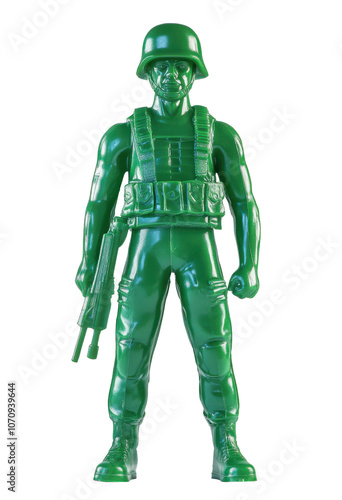 Green Toy Soldier Figurine on Transparent Background