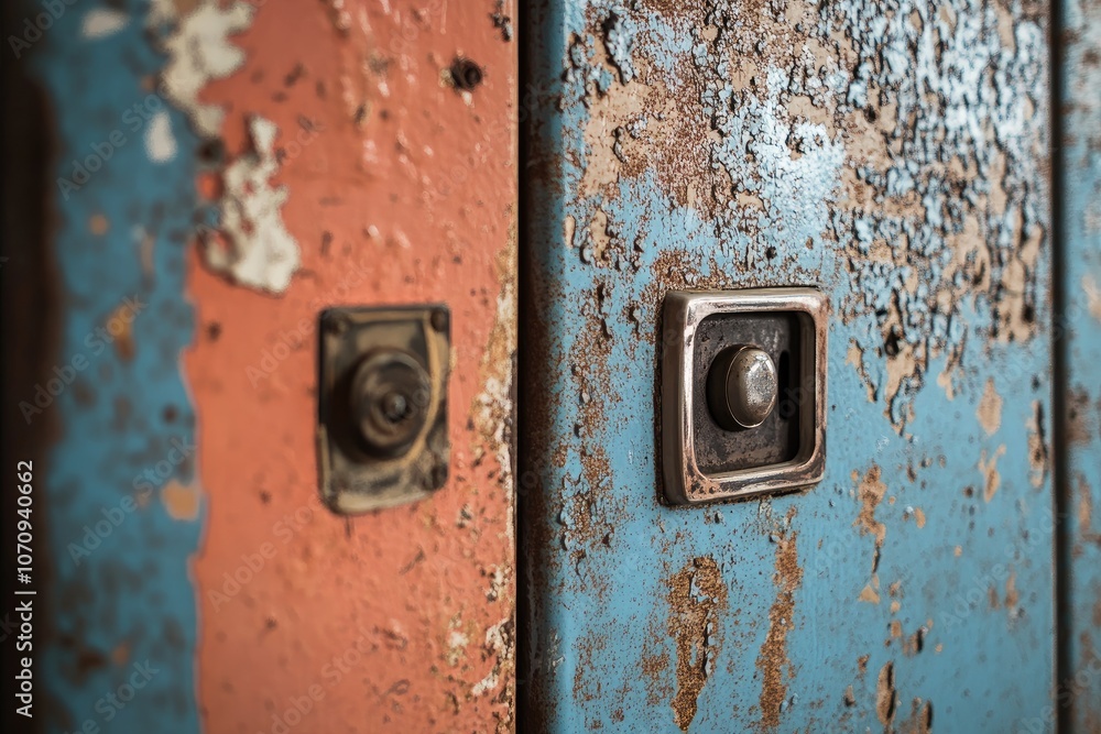 Weathered Metal Surface with Two Locks Weathered Metal Surface with Two Locks