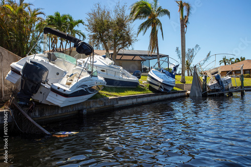 Wallpaper Mural Hurricane Ian Impact: Boats Washed Ashore in Cape Coral, Florida Waterfront Torontodigital.ca