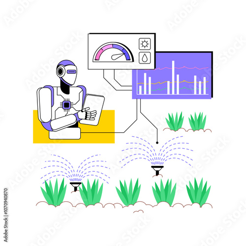 AI-Powered Irrigation Management abstract concept vector illustration.
