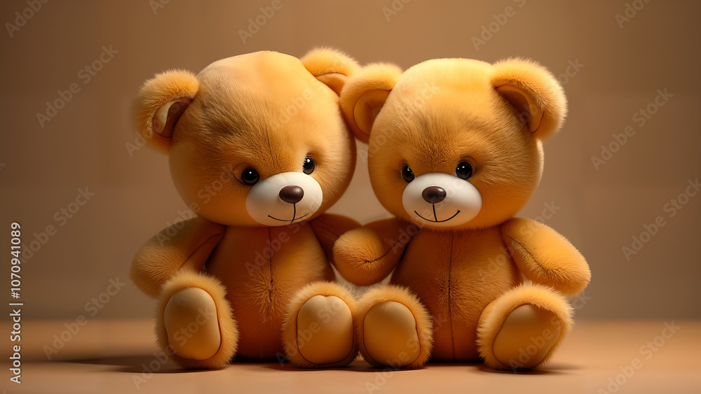 Fototapeta premium two cute fluffy bears 
