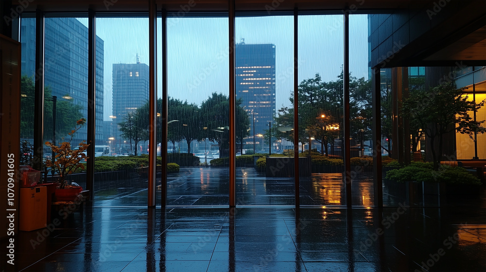 梅雨の東京、窓越しの眺め 梅雨の東京、窓越しの眺め