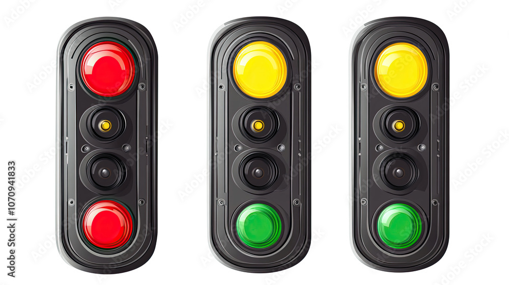 Vertical Traffic Light Trio Displaying Red Yellow and Green Signals Generative AI Vertical Traffic Light Trio Displaying Red Yellow and Green Signals Generative AI