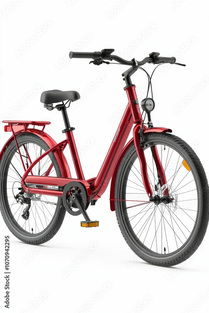 Fototapeta premium Red bicycle with black tires and seat.