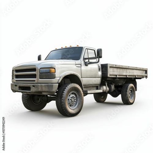 White pickup truck isolated on white background.