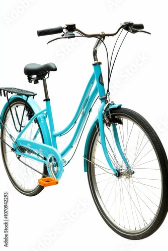 Blue bicycle isolated on white background.