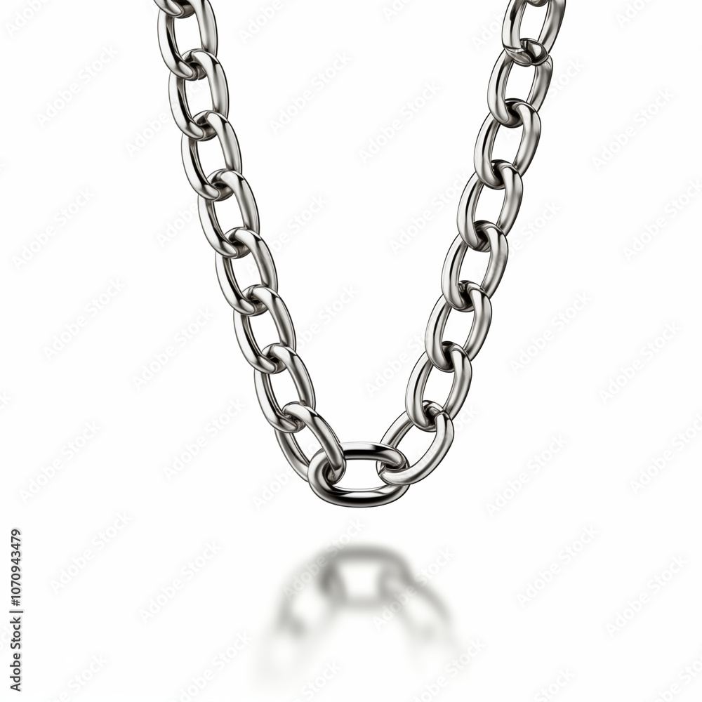 Obraz premium Silver Chain Link Isolated on White Background