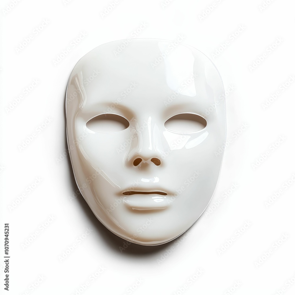 White plastic mask with features. White plastic mask with features.