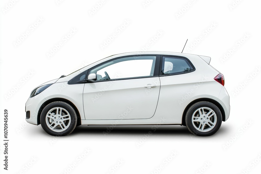 White hatchback car isolated on white background. White hatchback car isolated on white background.