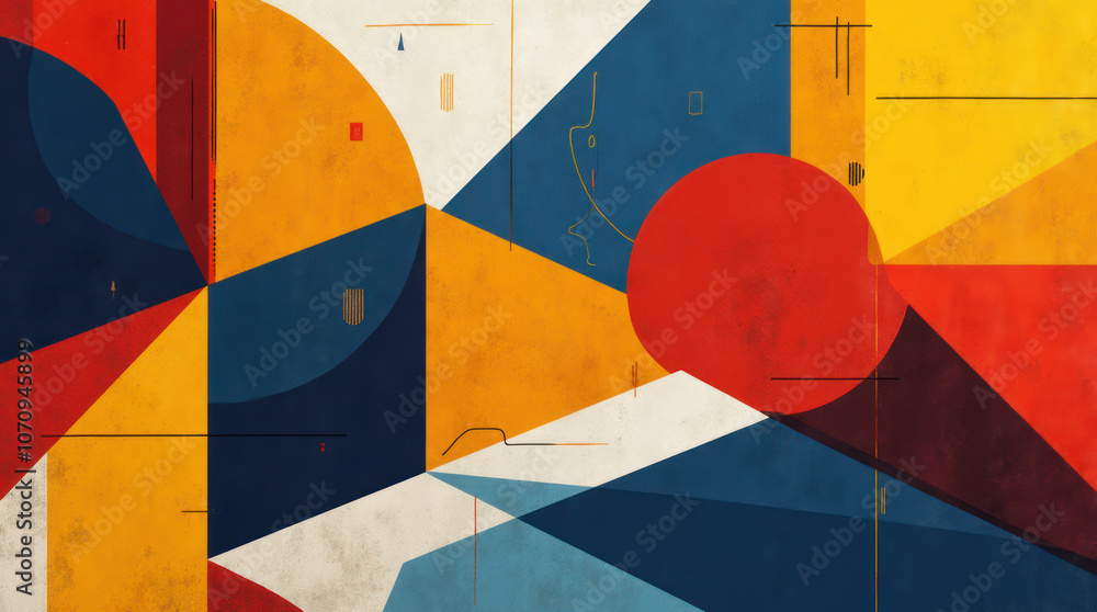 Naklejka premium Bold Bauhaus-inspired abstract with geometric shapes