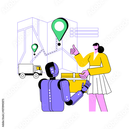 AI-Supported Last-Mile Delivery abstract concept vector illustration.