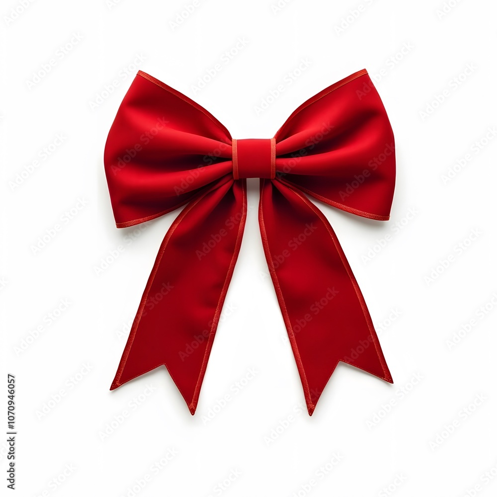 Fototapeta premium Elegant Red Bow for Gift Wrapping and Decorations ISOLTED ON WHITE BACKGROUND 