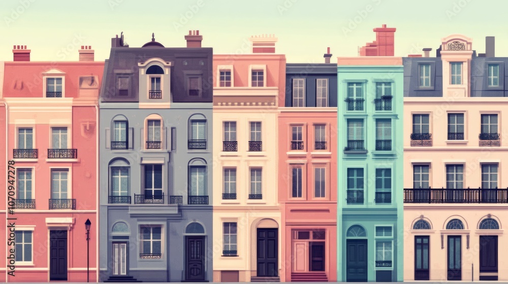 Charming Row Houses in a European City Charming Row Houses in a European City