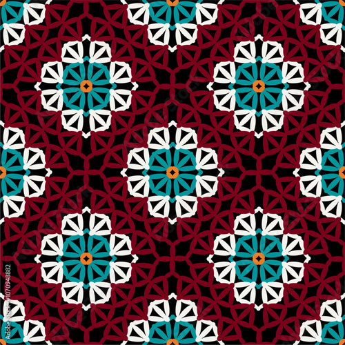 Pattern with crochet granny square with flowers wallpaper handmade decorative art design print	