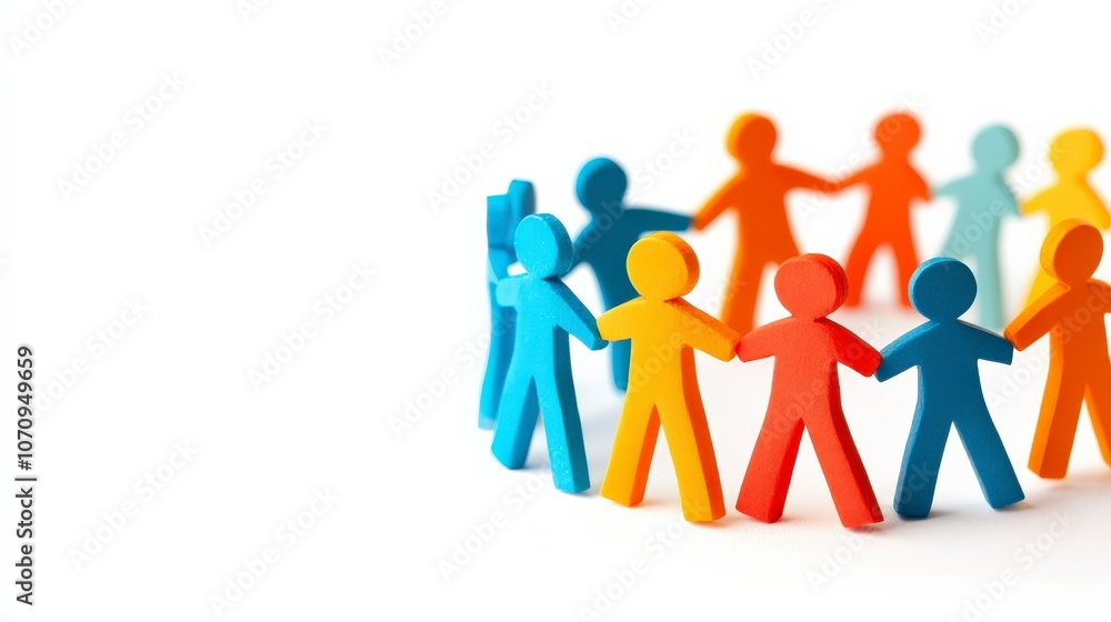 Colorful Paper People Holding Hands in a Circle - Unity and Togetherness Theme Colorful Paper People Holding Hands in a Circle - Unity and Togetherness Theme