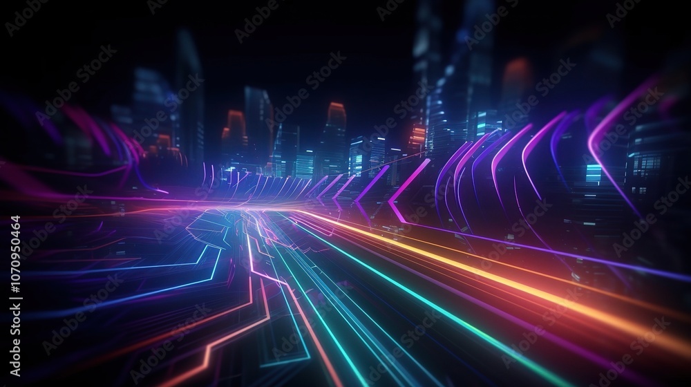 Neon Cityscape in Futuristic Style Neon Cityscape in Futuristic Style
