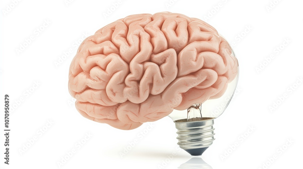 Innovative Brain and Light Bulb Symbolizing Creativity and Idea Generation Innovative Brain and Light Bulb Symbolizing Creativity and Idea Generation