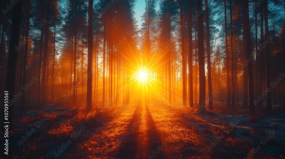 Sunlight beams through a misty forest, illuminating the path ahead. Sunlight beams through a misty forest, illuminating the path ahead.