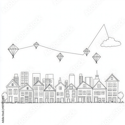 A city skyline with tall bu...