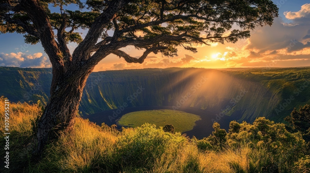 Obraz premium Sunset Over Crater Lake