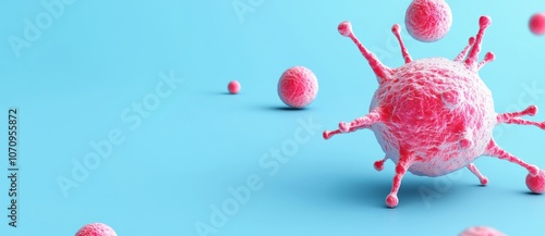 3D rendering of an oncology treatment that kills cancer cells on a pastel background