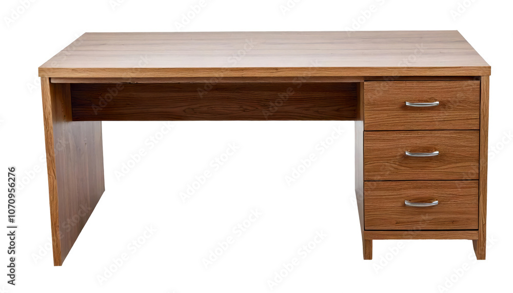 Isolated office desk with drawers displayed on a white backdrop, highlighting a professional and uncluttered workspace Isolated office desk with drawers displayed on a white backdrop, highlighting a professional and uncluttered workspace