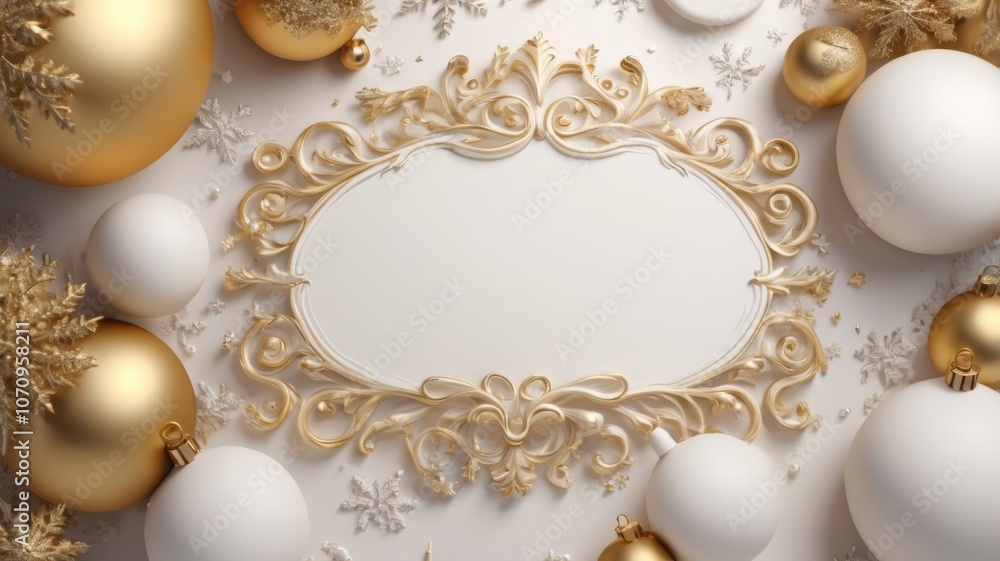 Luxurious A La Rus Christmas background in gold and white tones Luxurious A La Rus Christmas background in gold and white tones