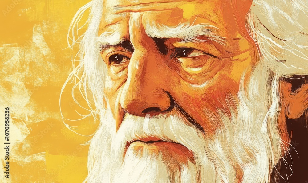 Close-up portrait of biblical old man. Patriarch Abraham, Isaac or Jacob. Christian illustration Close-up portrait of biblical old man. Patriarch Abraham, Isaac or Jacob. Christian illustration