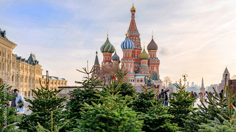 Fototapeta premium New Year's decoration in the center of Moscow on Red Square. Holiday decorations in the city