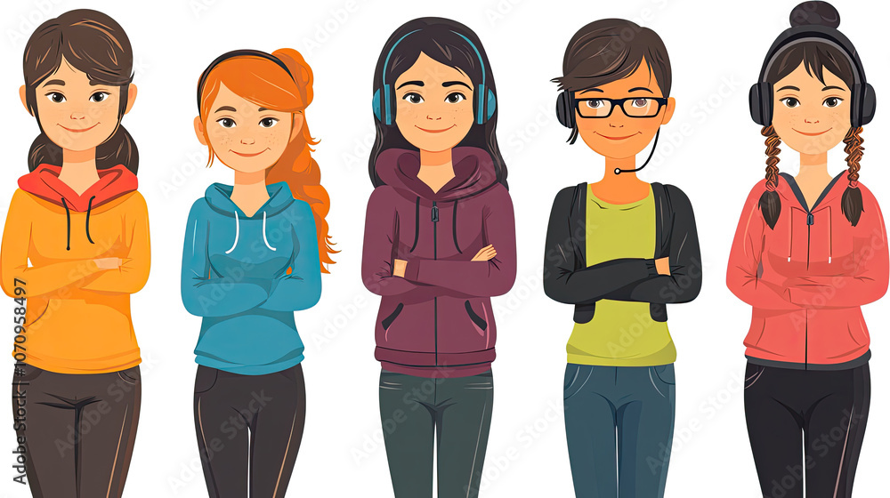 Naklejka premium Modern Girl Avatars for Gaming Profiles and Character Selection Generative AI