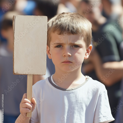 Kid Holding Empty Sign Isol...