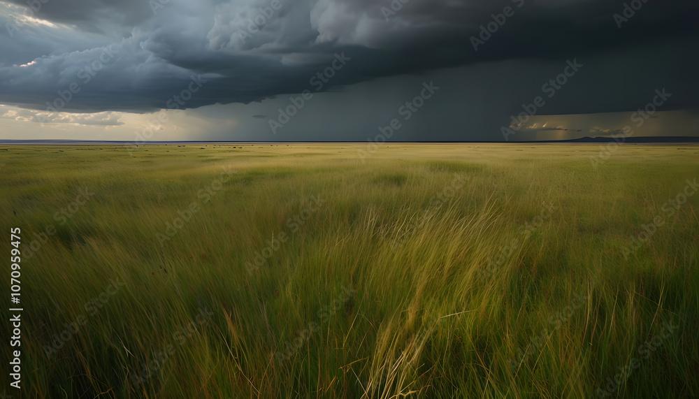 Windy Afternoon Over Vast Grassland Windy Afternoon Over Vast Grassland
