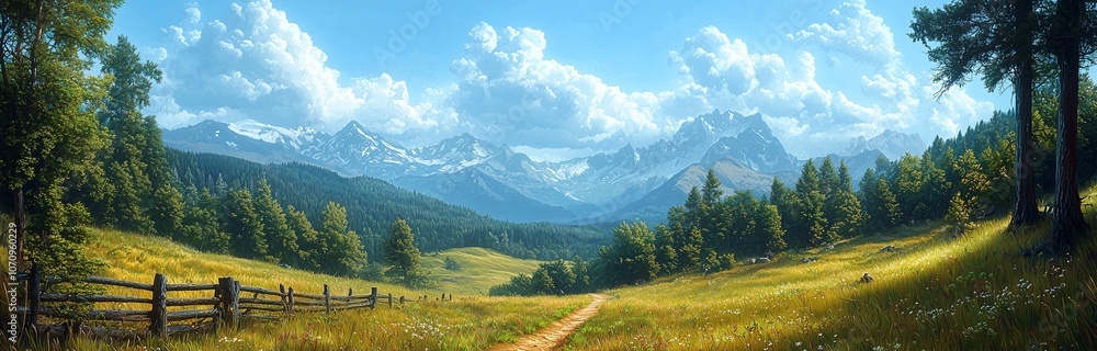 Obraz premium beautiful landscape in the mountaines on a sunny day 