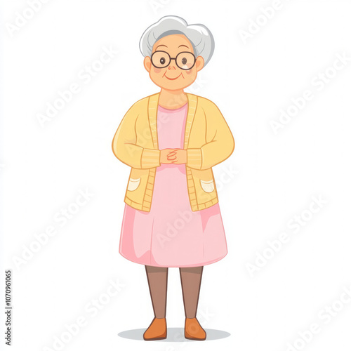 Senior Woman Standing Isolated