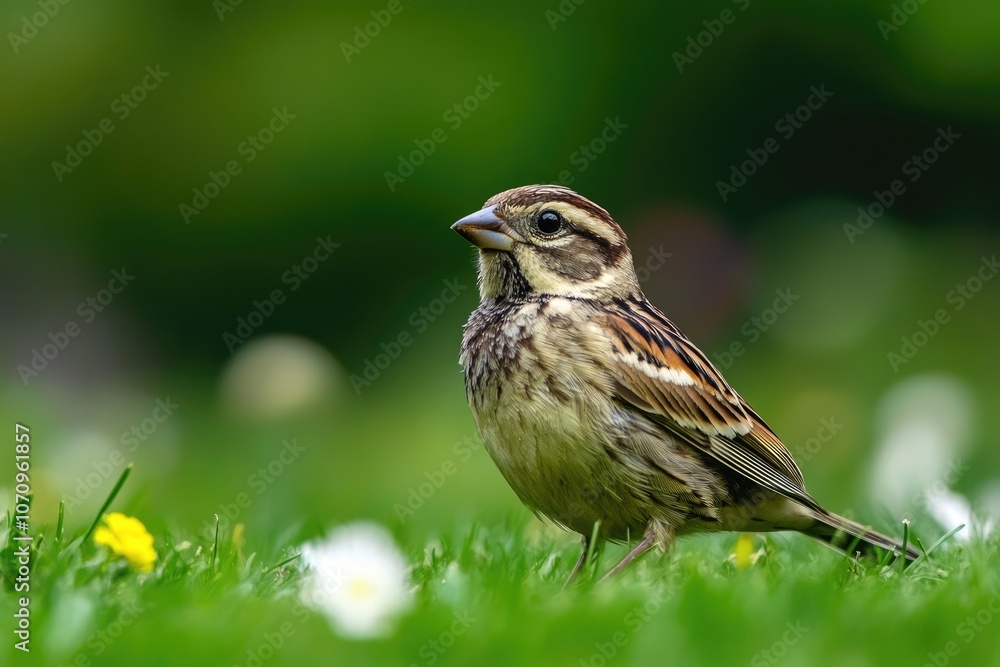 Tranquil Cirl Bunting Bird in Serene Park Habitat Tranquil Cirl Bunting Bird in Serene Park Habitat