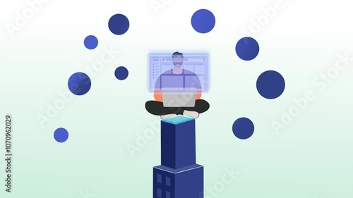 Businessman or man using web and facing cyber threats and successfully preventing the attacks