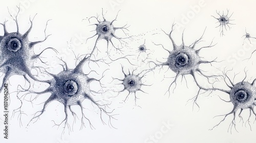 Intricate Neural Network Art Illustrating Complex Brain Neurons and Synaptic Connections