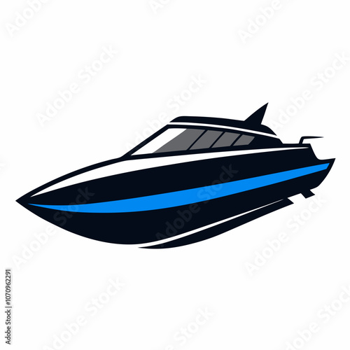 Jetboat silhouette vector illustration on white background