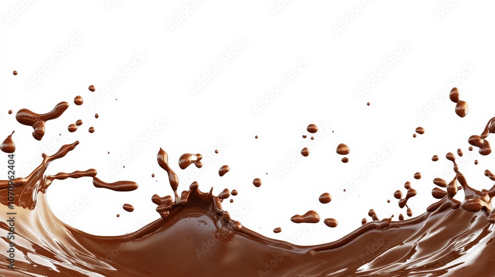 Dynamic Brown Liquid Splash in Motion with Isolated Pure White Background Dynamic Brown Liquid Splash in Motion with Isolated Pure White Background