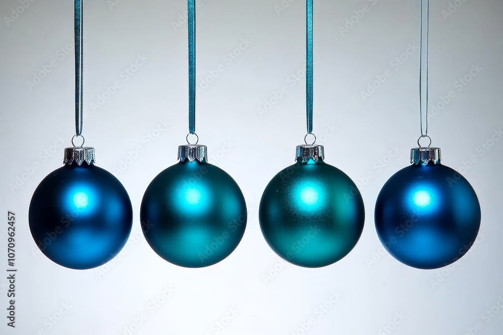Cuatro esferas navideñas en tonos azul y verde colgando en un fondo blanco, ideal para una decoración moderna y festiva.
Cuatro esferas navideñas en tonos azul y verde colgando en un fondo blanco, ideal para una decoración moderna y festiva.