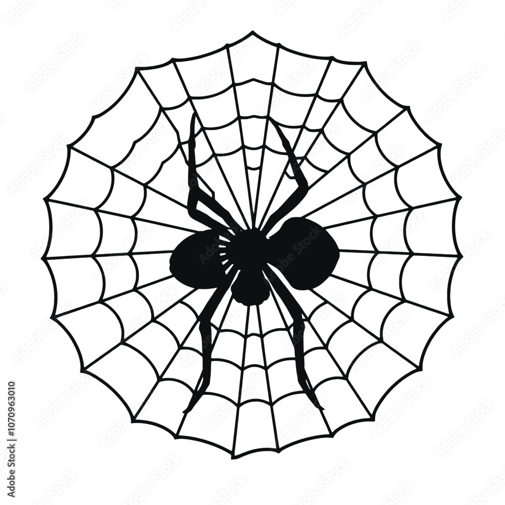Obraz premium a black and white line drawing of a spider web.