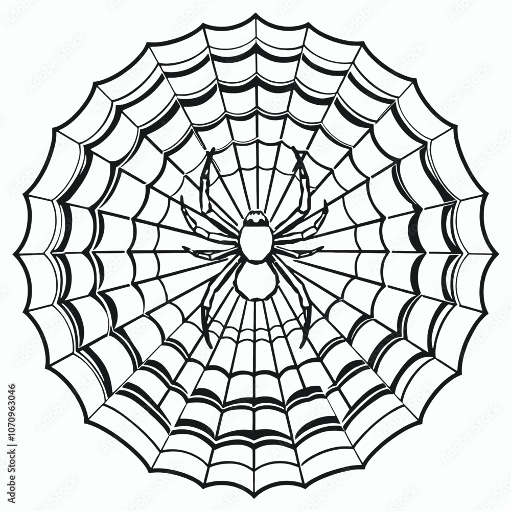 Obraz premium a black and white line drawing of a spider web.