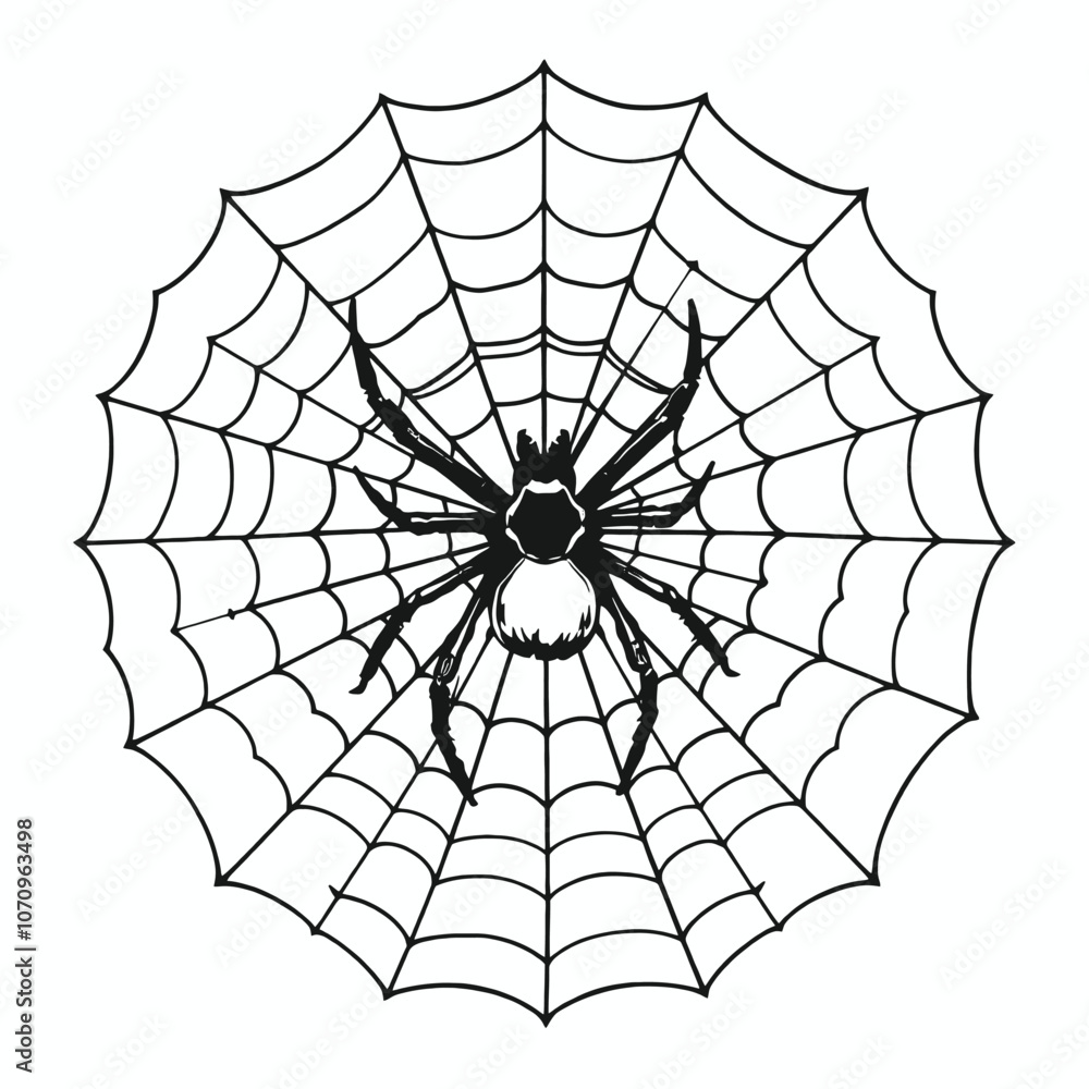 Obraz premium a black and white line drawing of a spider web.