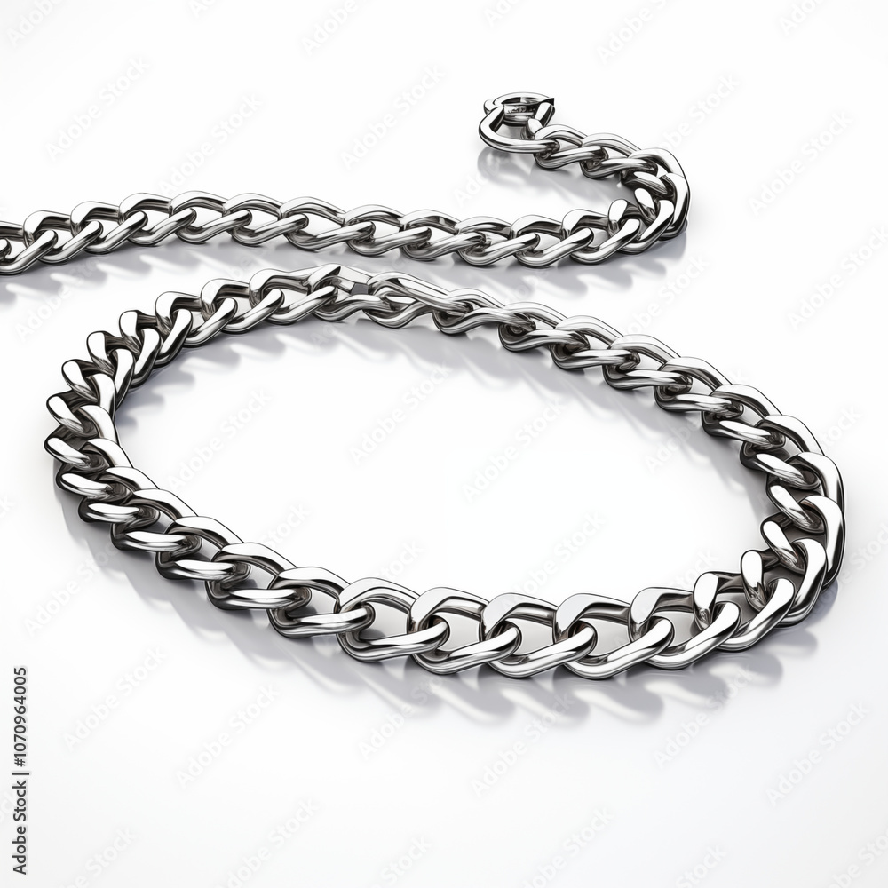 Shiny Silver Chain Link on White Background Shiny Silver Chain Link on White Background