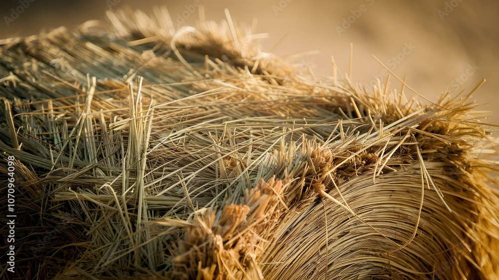 Close-Up of Freshly Cut Hay: Showcasing the Intricate Textures and Golden Hues of Straw Bales, Perfect for Celebrating Agricultural Beauty Close-Up of Freshly Cut Hay: Showcasing the Intricate Textures and Golden Hues of Straw Bales, Perfect for Celebrating Agricultural Beauty