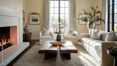 Wallpaper Mural Stylish Living Room Interior: A Cozy Space Featuring Modern Furniture, Warm Lighting, and Elegant Decor, Creating an Inviting Atmosphere for Relaxation and Comfort Torontodigital.ca