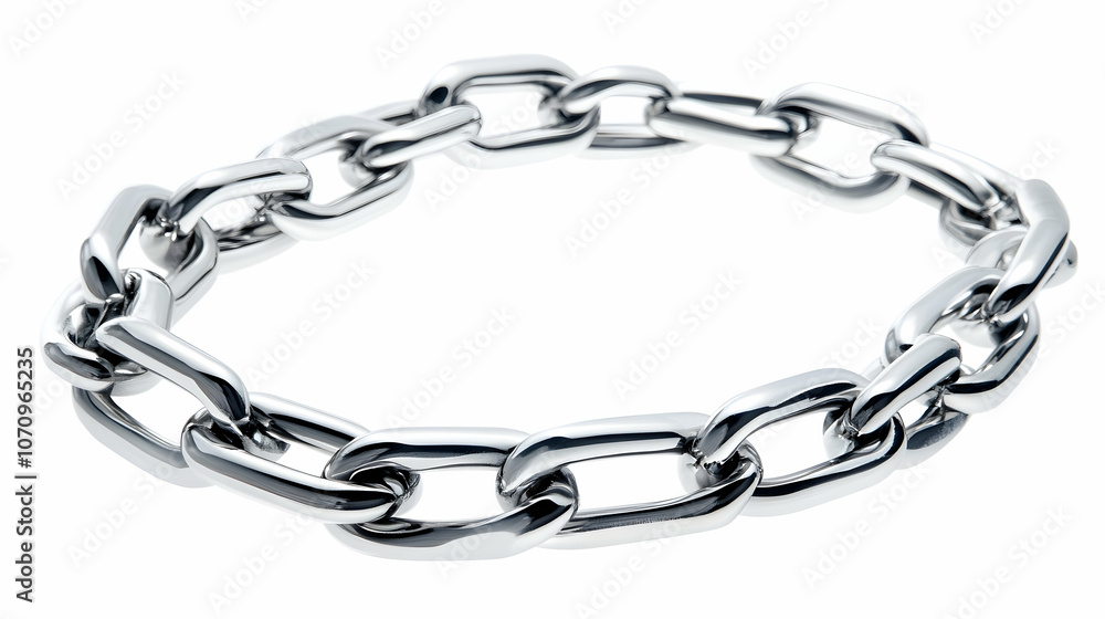 Obraz premium Metal Chain Link Circle, silver, ring, round, steel, chrome