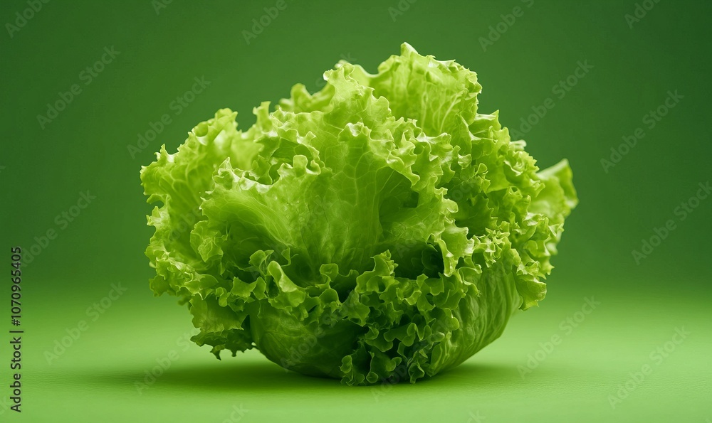 Green lettuce head vegetable or salad on green background. Vegan diet, healthy organic food, vegetables, salad preparation ingredients, cooking, vitamins, spring concept Green lettuce head vegetable or salad on green background. Vegan diet, healthy organic food, vegetables, salad preparation ingredients, cooking, vitamins, spring concept